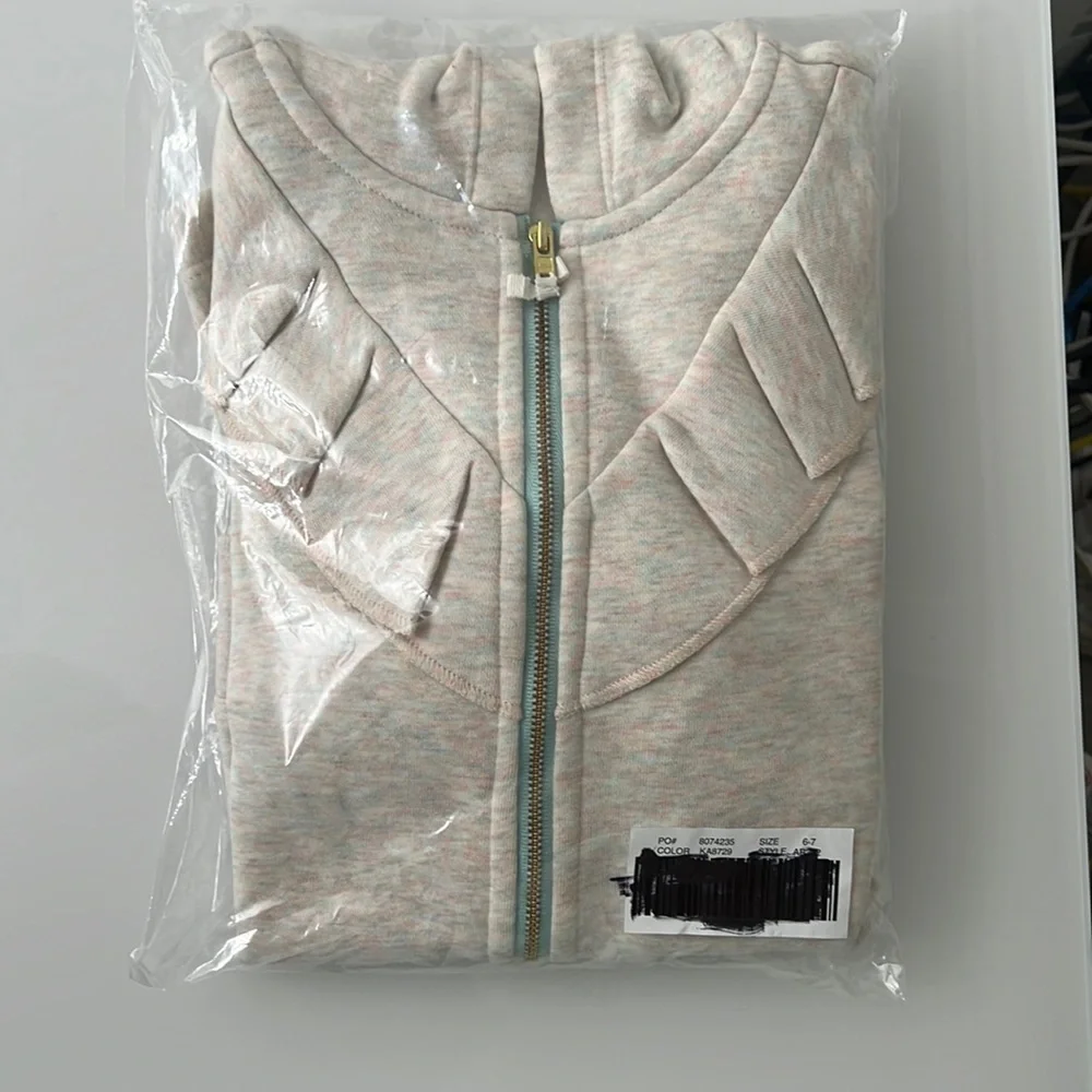 NWT / J.Crew Girls' pop-zipper ruffle hoodie - Picture 2 of 2
